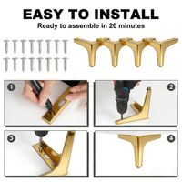Pieds de meubles modernes en acier inoxydable et en fonte, pieds de table pliants pour base de table de canapé - Utilisation au bureau