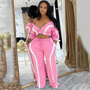 Neues Design Damen Herbst 2-teiliges Outfit Trainingsanzug Jacke Sport Zweiteiler Set Sweatsuit mit Eigenem Logo Jogger Damen-Sets - Product Image 2