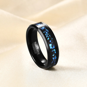 Anillo de Carburo de Tungsteno de 6 mm con Incrustaciones Azules, Anillo de Boda para Hombre, Joyería de Moda - Product Image 4