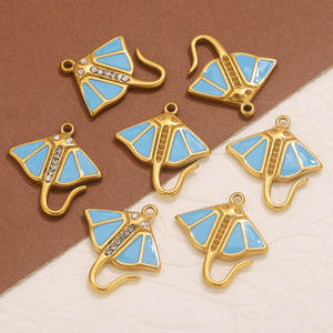 Pendentifs Manta <span class=keywords><strong>Ray</strong></span> en acier inoxydable or 18 carats-Convient pour la vente en gros de colliers, bracelets et accessoires de bijoux à faire soi-même - Product Image 5