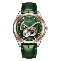 Montre automatique HANBORO MIYOTA en acier inoxydable unisexe, bracelet en cuir, cristal, pour affaires, formelle, quotidienne, bureau, haute qualité, aiguilles