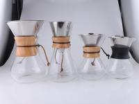 Goutteur de carafe de cafetière en verre borosilicate avec manche en bois, verser sur la cafetière expresso café goutte à goutte bouilloire Barista outils