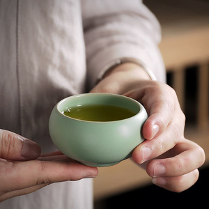 Tazza da tè in ceramica Tianqing Ru Kiln di alta gamma con smalto craquelé autentico, tazza singola per set da tè Kung Fu - Product Image 4