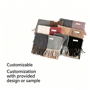 Bufanda de Mujer a Cuadros de Imitación de Cachemira, Chal Cálido de Algodón y Lino Estilo Coreano, Venta al por Mayor con Logotipo Personalizado - Product Image 2