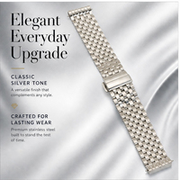 Bracelet de montre en métal brossé poli, bracelet de remplacement en acier inoxydable massif, fermoir à double bouton-poussoir