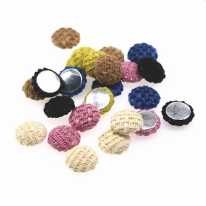 Nhà máy cung cấp vải tweed bao phủ nút tròn nhà vườn thủ công Cabochon scrapbooking Phụ kiện tự làm - Product Image 3