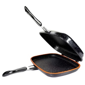 Piastra per Sandwich a Doppio Lato, Padella Antiaderente in Alluminio, Piastra per <span class=keywords><strong>Panini</strong></span> <span class=keywords><strong>e</strong></span> Sandwich per Barbecue - Product Image 2