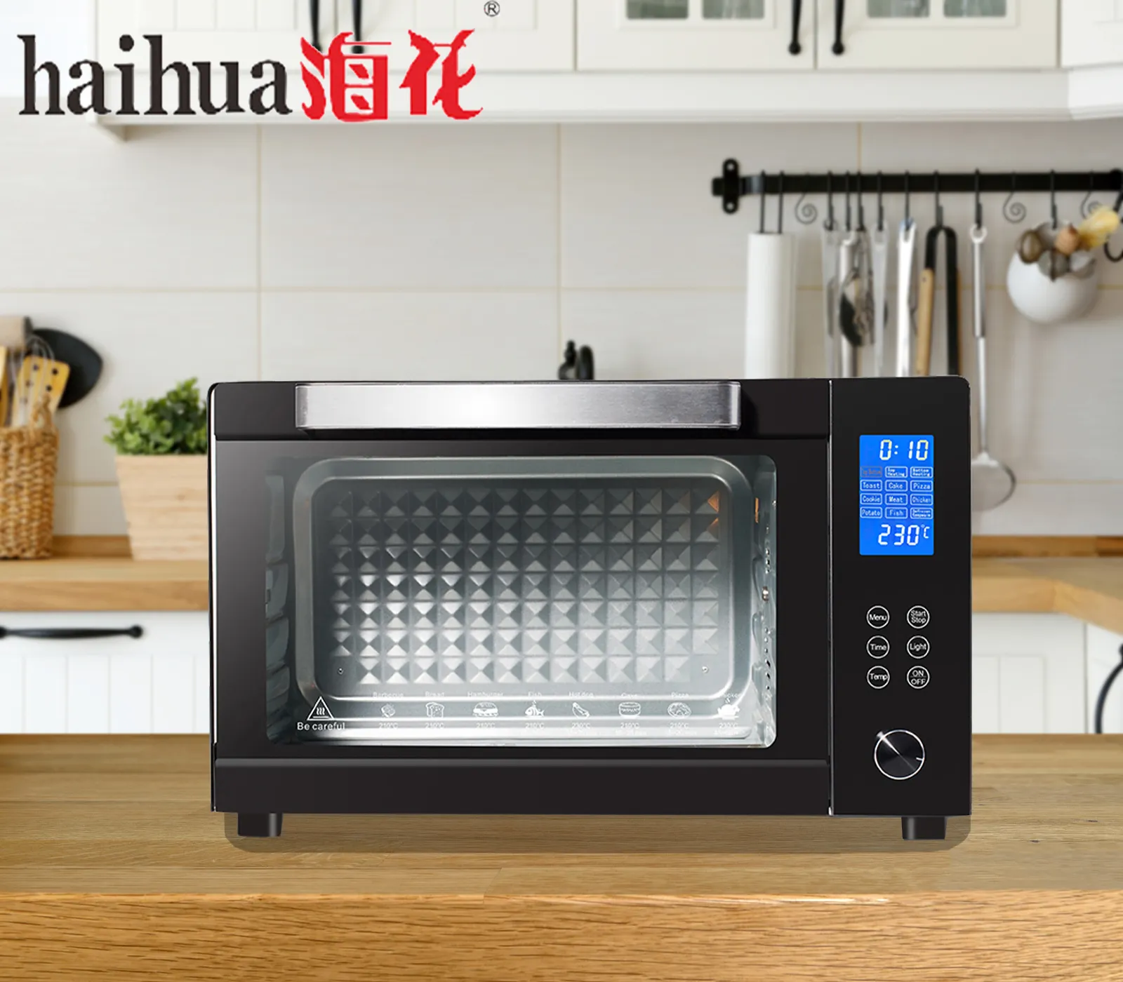 Haihua-horno tostador Digital de acero inoxidable con pantalla táctil, horno eléctrico de 30L-60L de capacidad