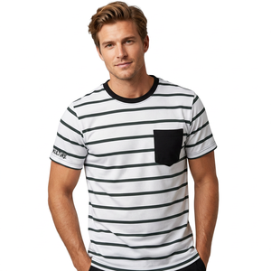 T-shirt Homme Col Rond Manches Courtes avec Poche, Nouvelle Collection, Export Direct Usine, Grande Taille, Respirant, en Bambou Tricoté, Vente en Gros - Product Image 2