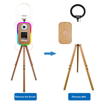 Support double caméra pour iPad, machine photomaton DSLR, hauteur réglable, lumière RGB, support portable pour selfie, idéal pour la location de mariages