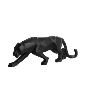 검은 표범 조각 기하학적 수지 표범 동상