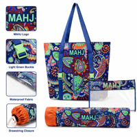 Ensemble de sacs de mahjong américains de luxe, 3 pièces, en toile, écologiques, durables, pliables, personnalisables, étui de transport portable, imperméable