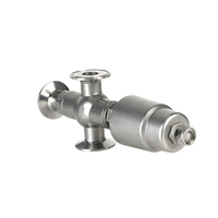 Vanne à siège angulaire à trois voies en acier inoxydable pneumatique DN20, interface à embout, étanchéité PTFE/FKM pour machine de remplissage, garantie de 18 mois