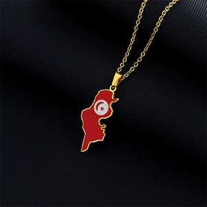Collar con Colgante de Mapa Nacional de Túnez al por Mayor, Collar Personalizado con Mapa Africano Popular, Collar con Colgante de Acero Inoxidable Esmaltado en Oro - Product Image 3