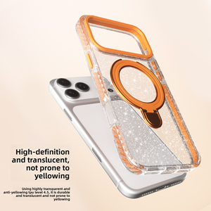 <span class=keywords><strong>Arancione</strong></span> cassa del telefono magnetico per <span class=keywords><strong>iPhone</strong></span> 17 Pro Max con racchetta basamento chiaro custodia del telefono per <span class=keywords><strong>IPhone</strong></span> 15 16 17 caso - Product Image 3