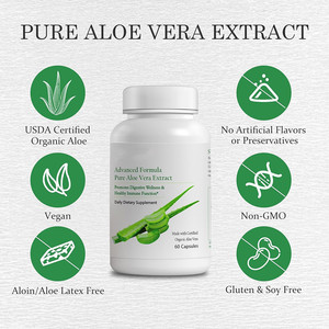 Cápsulas de aloe vera orgánico de etiqueta privada OEM, equivalente interno de hoja de aloe de 160000mg por porción - Product Image 4