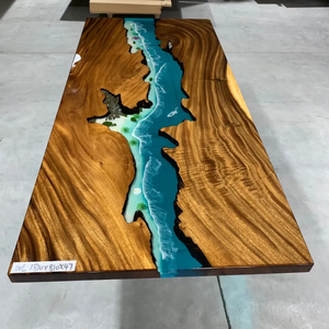 Table en résine avec logo personnalisable transparent, surface mate ou brillante, en époxy, bois de cèdre, frêne, noyer d'Amérique du Sud - Product Image 1