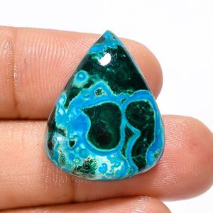 Cabochon en forme de poire en malachite naturelle chrysocolle 29 carats 23X18X7mm pour la fabrication de pendentif ou d'anneau IK218 pierre précieuse en vrac - Product Image 1