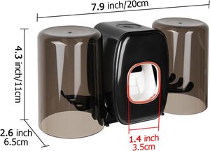 Automatic Toothpaste Dispenser Toothbrush Holder Set Two-Piece Eco-Friendly ABS White Bathroom Wall-Mounted Organizer Cup Set - Product Image 2