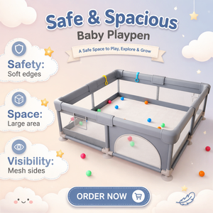 Corralito Espacioso para Bebés con Gran Barrera de Seguridad, Portátil, para un Área de Juego Interior Segura para Bebés que Gatean - Product Image 5