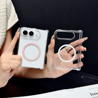 Coque de téléphone magnétique transparente à paillettes pour iPhone Duo 18 Fold, protection de charnière transparente, antichoc, coque arrière rigide