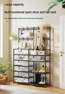 <span class=keywords><strong>Zapatero</strong></span> multifunción con estante de tela para sombreros en un estante organizador para el hogar estante de montaje universal de múltiples capas - Product Image 2