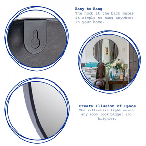 Industrial <strong>Square</strong> Black Metal Frame <strong>Mirror</strong> Wall Mounted Contemporary 80x80cm Home Bathroom Fireplace Frame <strong>Mirror</strong> - Product Image 5