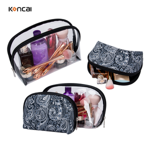 KONCAI Sac de beauté transparent en <span class=keywords><strong>vinyle</strong></span> Trousse à cosmétiques transparente Trousse de toilette de voyage Ensemble 2-en-1 Pochette en tissu brodé en vrac - Product Image 4