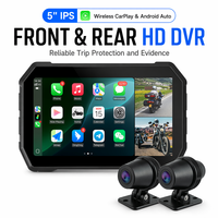 GPS para Motocicleta, Navegación Moto con Pantalla IPS de 5 Pulgadas 854*480, con DVR, TPMS, Indicador de Velocidad, CarPlay Inalámbrico, Tablero Inteligente