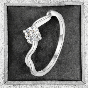 S925 Sterling Silver Small <b>Moon</b> <b>Ring</b> Zircon Bezel Set Fresh Micro-Inlaid Heart Pattern Foldable Design Trendy Romantic Wedding - Product Image 3