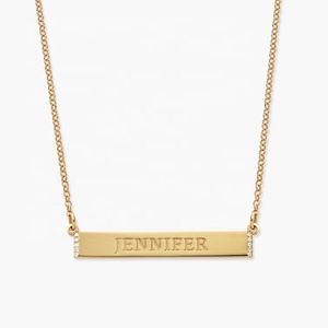 <span class=keywords><strong>Collana</strong></span> con incisione personalizzata <span class=keywords><strong>argento</strong></span> sterling placcatura in oro colore diamante <span class=keywords><strong>collana</strong></span> a barra <span class=keywords><strong>sottile</strong></span> all'ingrosso - Product Image 1
