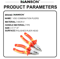 6 7 8 "pouces pince électrique combinée outils universels pince coupante VDE approuvé 1000V pince isolée