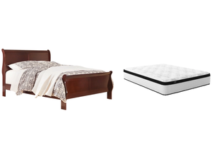 Cama Queen Moderna Tipo Sleigh y Colchón Híbrido de 12 Pulgadas con Espuma Viscoelástica Ultra Suave y Resortes Encapsulados, Fácil de Instalar - Product Image 1