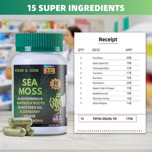 OEM Vegan Complex Sea <strong>Moss</strong> All in 1 Capsules with BLADDERWRACK BURDROCK ROOTS BLACK SEED OIL ELDERBERRY GINGER ASHWAGANDHA - Product Image 6