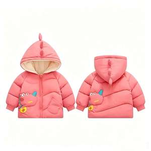 Veste rembourrée pour enfants à motif de <span class=keywords><strong>dinosaure</strong></span>, manteau d'hiver à capuche doublé en polaire, vêtements d'extérieur chauds et décontractés pour bébés garçons et filles - Product Image 3