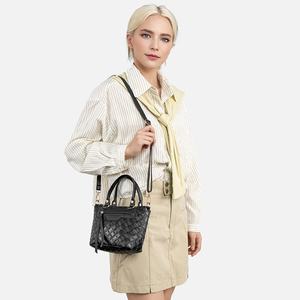 Women's Fashion-Forward Casual Crossbody Shoulder <b>Bag</b> PU Woven Embossed Bucket <b>Mini</b> Messenger Style for Dates - Product Image 4