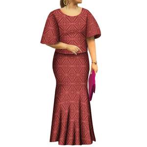 Tatuaje polinesio personalizado manga acampanada sirena Puletasi Samoa Ptaha Top y faldas de cola de pez conjuntos de 2 piezas vestido de mujer de talla grande - Product Image 3