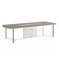 Table de réunion contemporaine en forme de bateau, table de conférence moderne pour bureau avec gestion des câbles