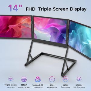 จอภาพแบบสามจอ14 "FHD IPS อุปกรณ์ขยายหน้าจอแล็ปท็อปแผงอินเตอร์เฟส USB TFT สำหรับจอภาพแบบพกพาสำหรับติดตั้งแล็ปท็อป - Product Image 5