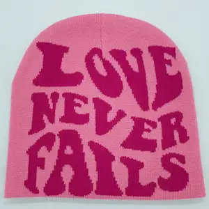 FF1863 cappellini invernali Y2K caldi berretti con teschio in maglia Love san valentino da uomo donna Casual Skullies in maglia Jacquard Beanie