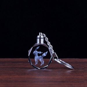 Nouveau design, adorable porte-clés LED en cristal 2D octogonal personnalisé - Product Image 3