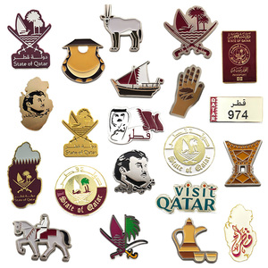 En Stock <span class=keywords><strong>Qatar</strong></span> Souvenir Pins Emblema Bandera Mapa Mascota Símbolo cultural Imán Insignias traseras Regalos del Día Nacional Barato al por mayor Personalizado - Product Image 1