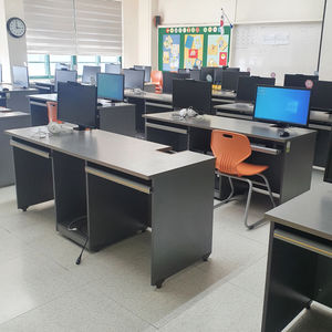 Bàn máy tính đơn Hàn Quốc 800mm có thể điều chỉnh chiều cao Máy Trạm nhỏ gọn bằng gỗ với thiết kế khung thép cho gia đình/văn phòng - Product Image 2