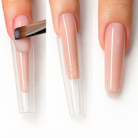 Makeauty Double Forme Sandwich Motif Amande Style Français Couverture Complète Réutilisable Plastique Doigt Ongles Conseils Longue Durée 150pcs 15 Taille