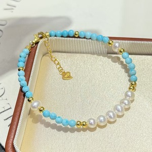 Bracelet en perles d'eau douce turquoise pour femmes, nouveau style chinois, simple, tempérament, bijoux tendance sur internet, bracelets en perles - Product Image 3