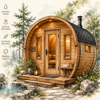 Sauna Traditionnel en Bois Massif de Cèdre et de Pruche pour Extérieur, avec Chauffage à Bois 9KW pour Vapeur Humide/Sèche - Offre Spéciale
