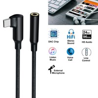Abgewinkelter USB-Typ-C-Stecker auf 3,5-mm-Buchse Kopfhörer-Kopfhörer anschluss Audio-Aux-Konverter-Adapter kabel mit DAC-Chip