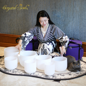 Set di Campane Tibetane in Cristallo Smerigliato di Alta Qualità Crystal Soul da 6-12 Pollici, Classica Campana in Cristallo Bianco con Borsa - Product Image 2