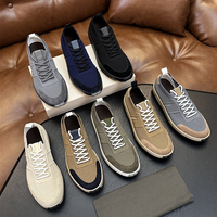 Baskets en daim patchwork de marque de créateur, empeigne mixte, à lacets, chaussures de sport décontractées, légères et épaisses, style italien, luxe original