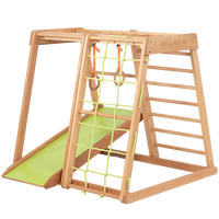 Cadre d'escalade multifonctionnel intérieur pour enfants toboggan bébé balançoire anneau petit parc d'attractions intérieur maison hêtre édition de luxe